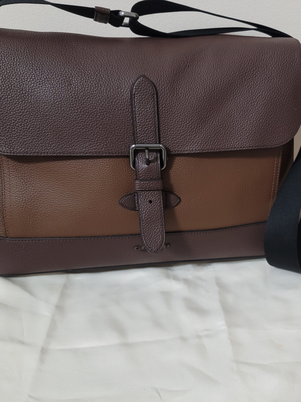 NWOT Coach 89894 Hudson Messenger in Colorblock Tobacco Mahogony Leather Bag